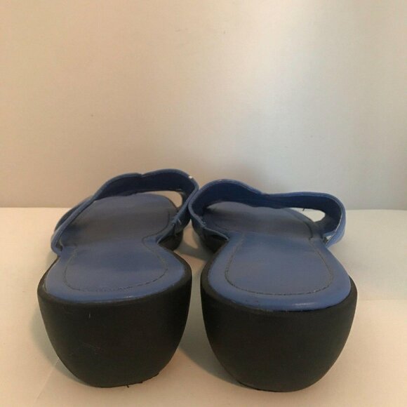 Womens Light Blue Periwinkle Leather Slip-On Slides Sandals Size 10 - Picture 4 of 6
